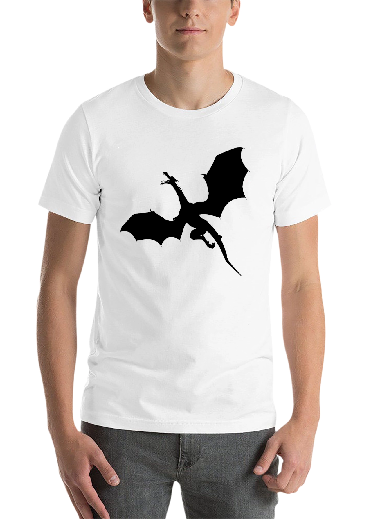 Black Dragon Silhouette Graphic T-Shirt - Black view 14