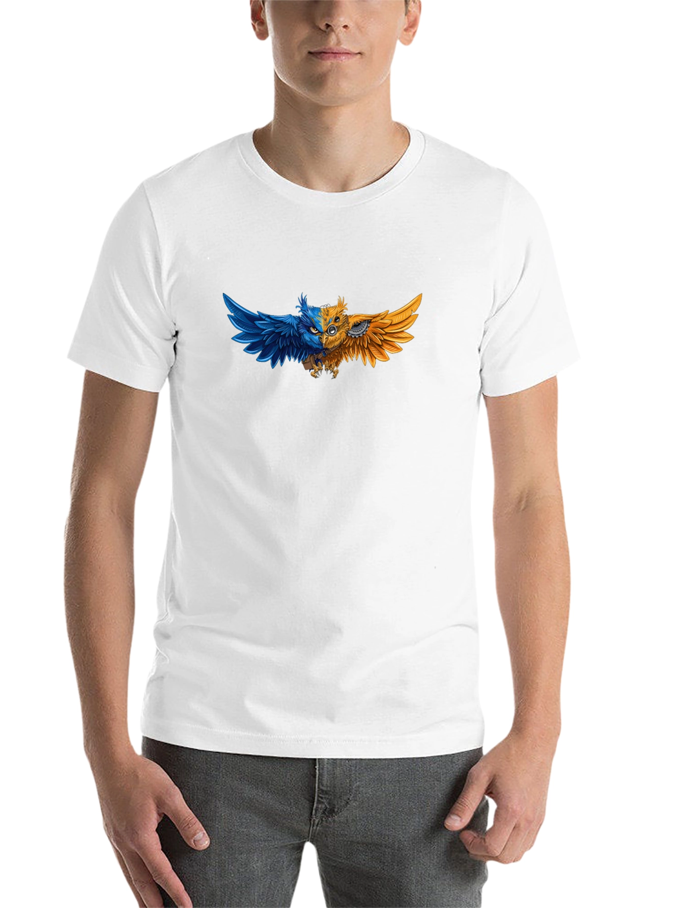 Black Steampunk Owl Graphic Tee - Unique Design T-Shirt view 14