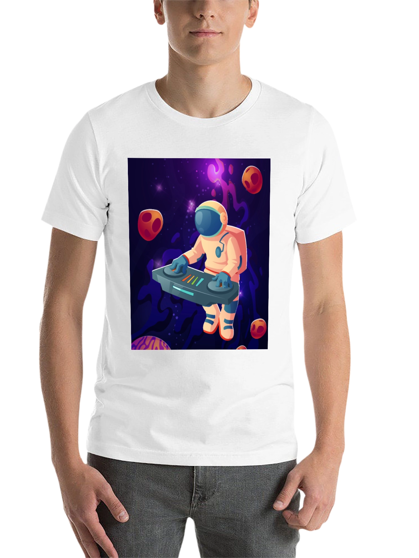 Black Astronaut DJ Graphic T-Shirt - Space Music Lover Tee view 14