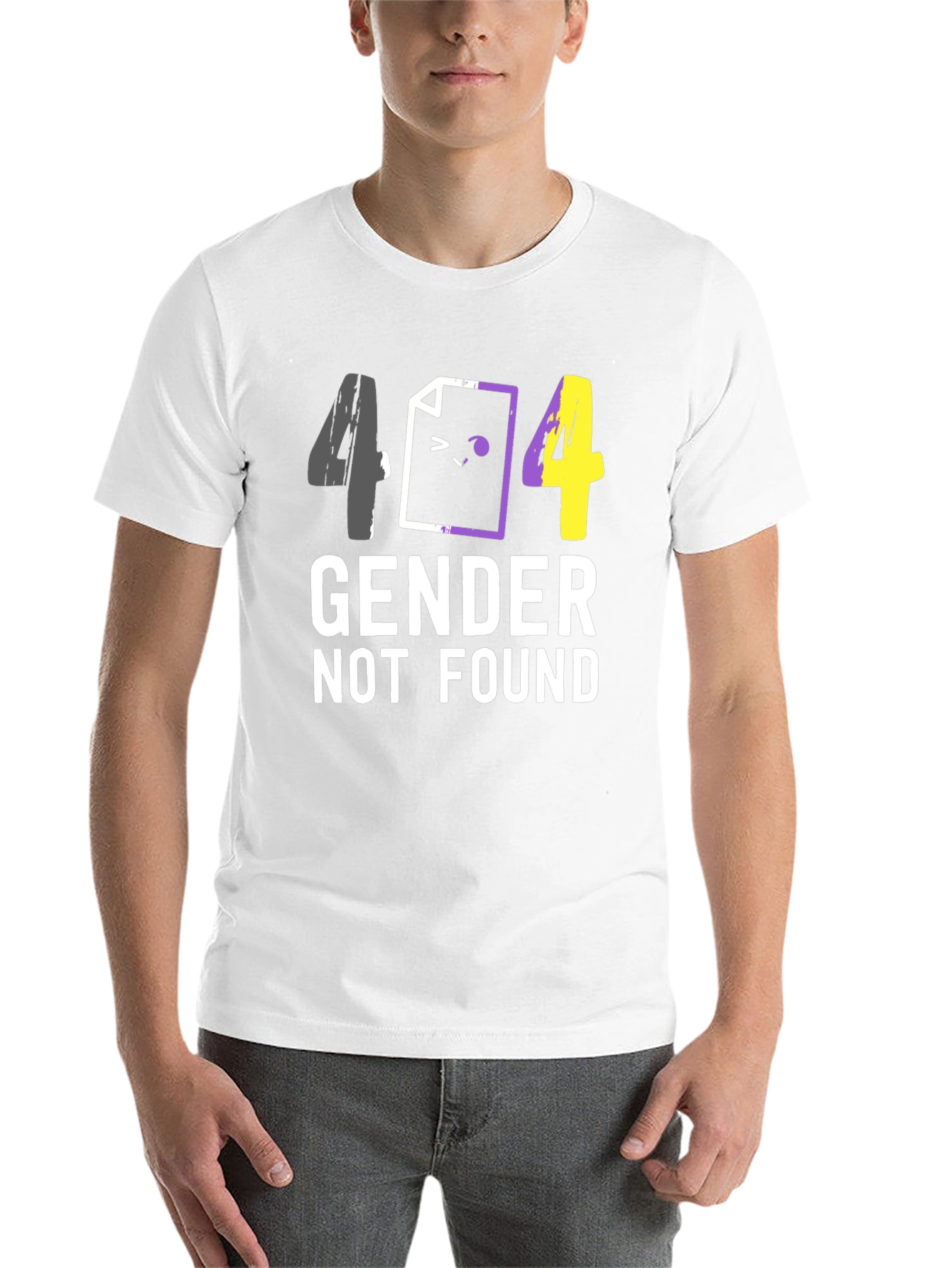 Black 404 Gender Not Found Unisex T-Shirt view 14