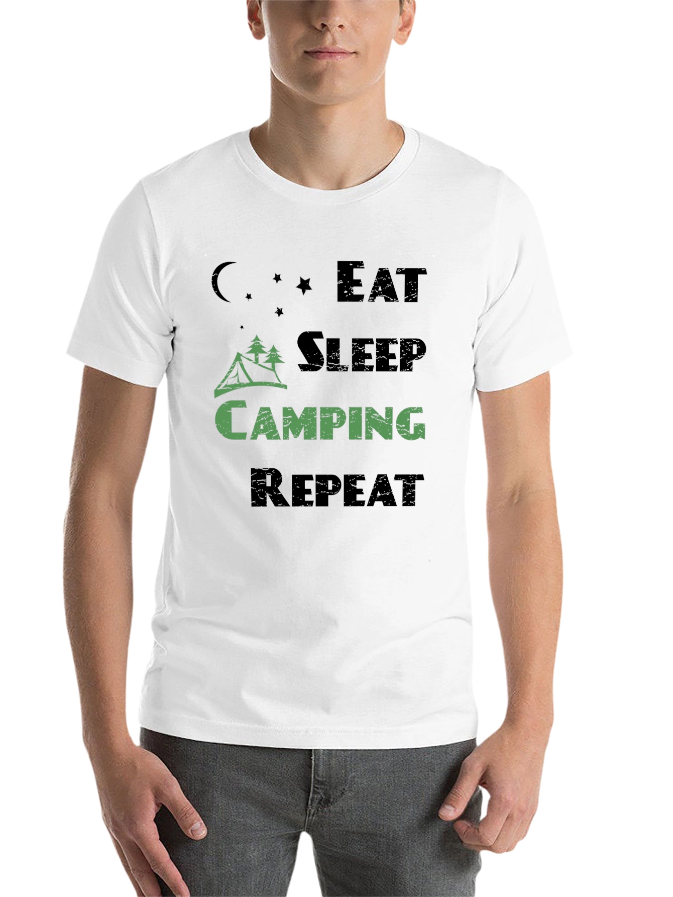 Black Eat Sleep Camping Repeat Men's T-Shirt view 14