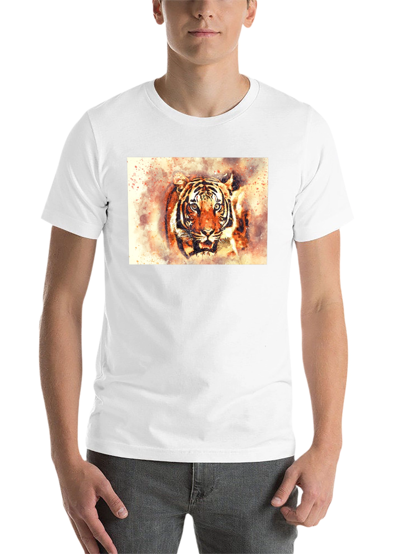 Black Tiger Watercolor Graphic Tee view 14