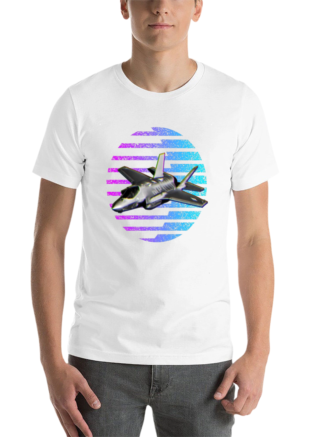 Black Jet Fighter T-Shirt - Vaporwave Design view 14