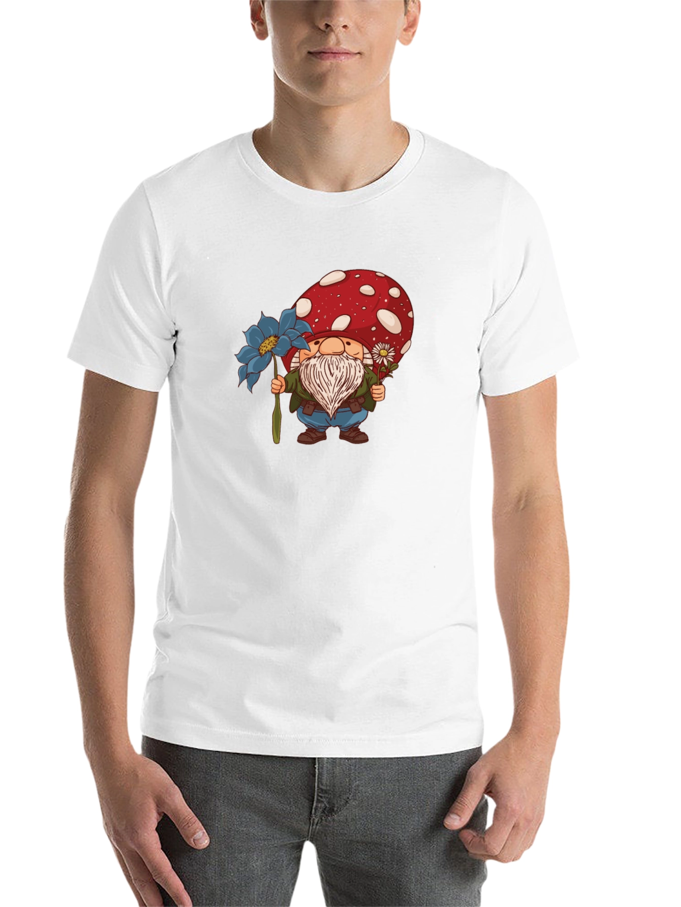 Black Mushroom Gnome T-Shirt - Whimsical Garden Style view 14