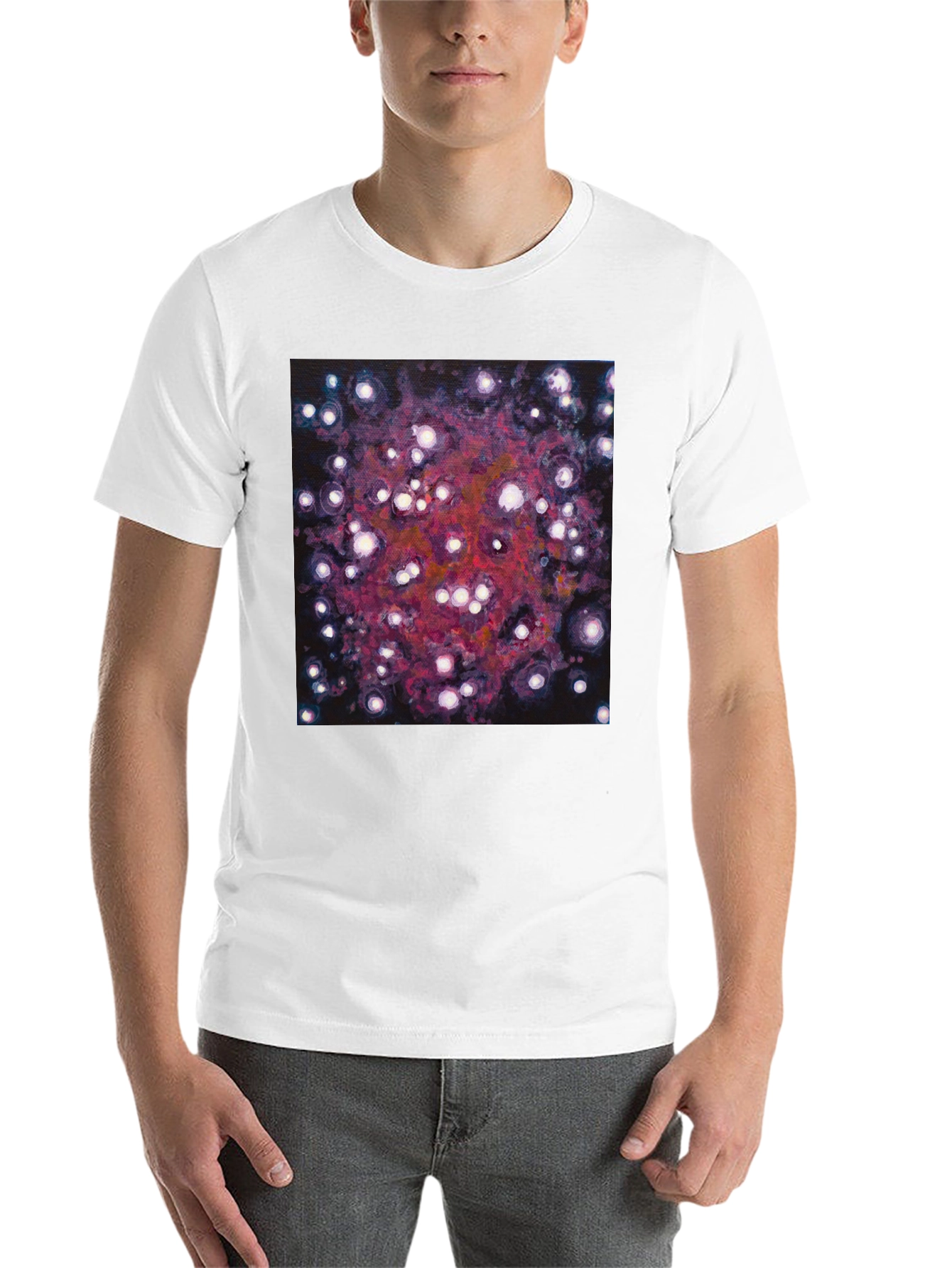 Black Abstract Galaxy Print Black T-Shirt view 14