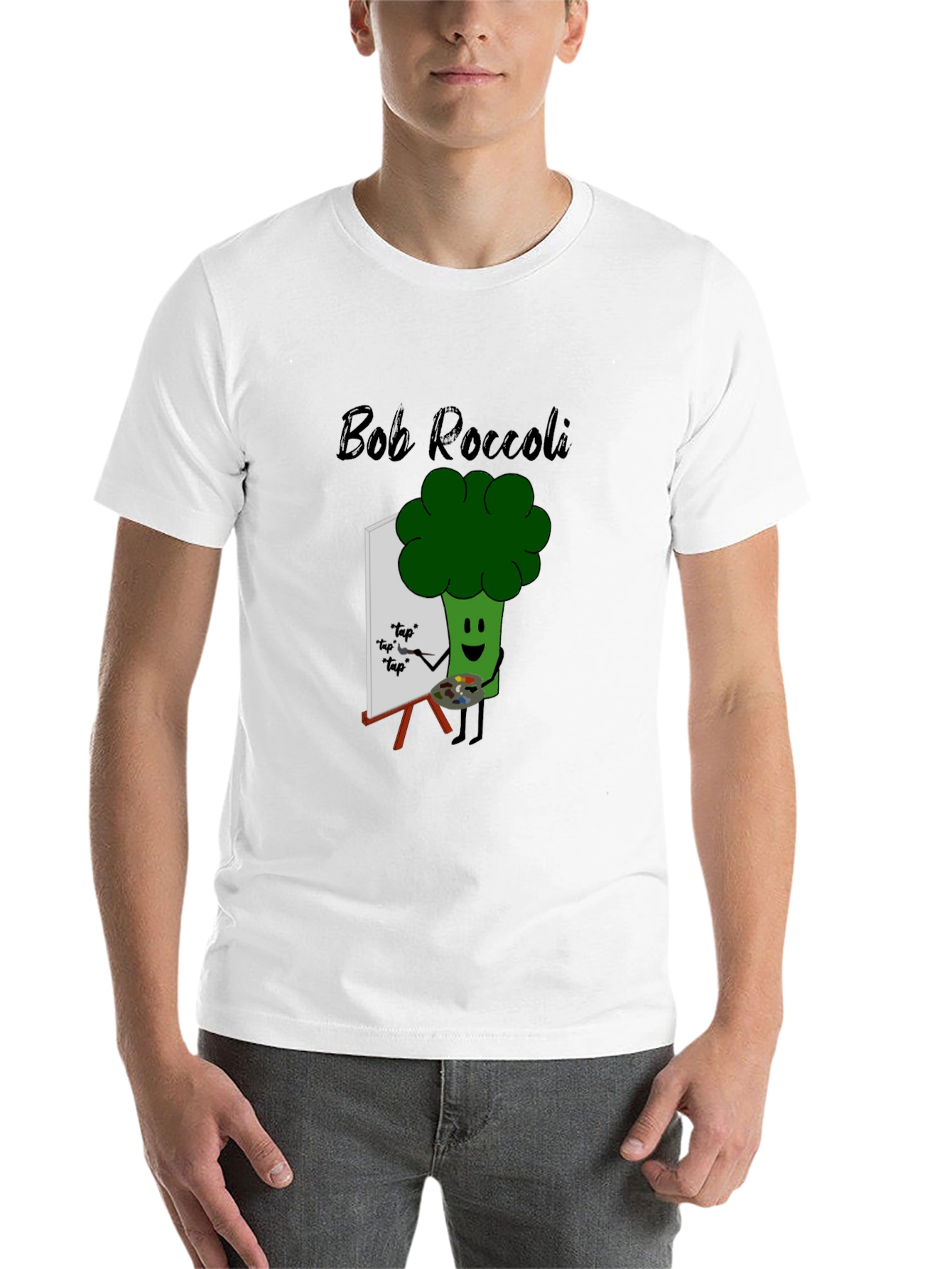 Black Bob Roccoli T-Shirt: Quirky Broccoli Artist Tee view 14