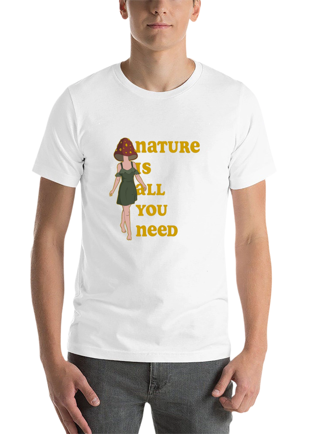 Black Nature is All You Need Mushroom Head T-Shirt view 14
