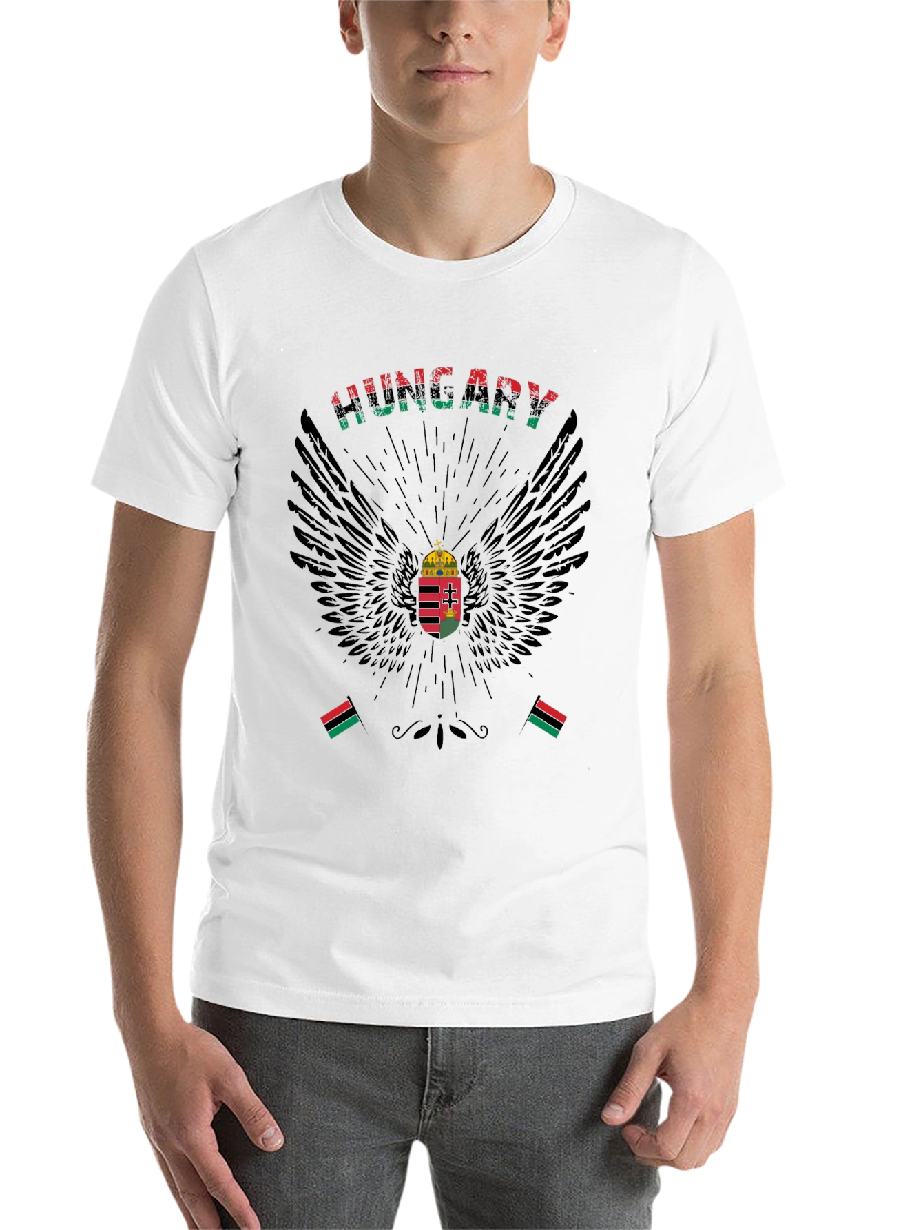 Black Hungary Pride T-Shirt Hungarian Flag Wings view 14