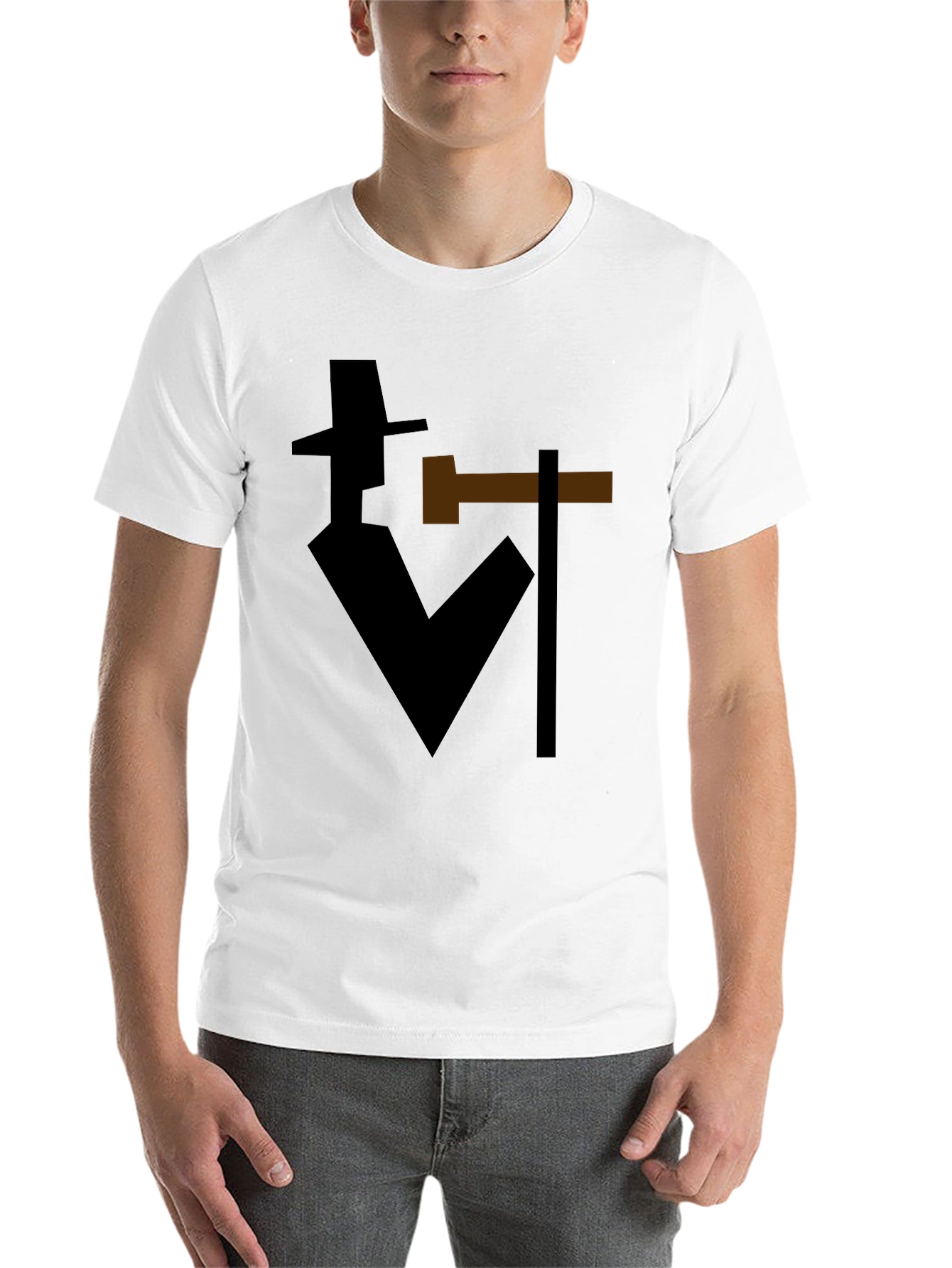 Black Abstract Detective Graphic T-Shirt - Stylish Silhouette Tee view 14