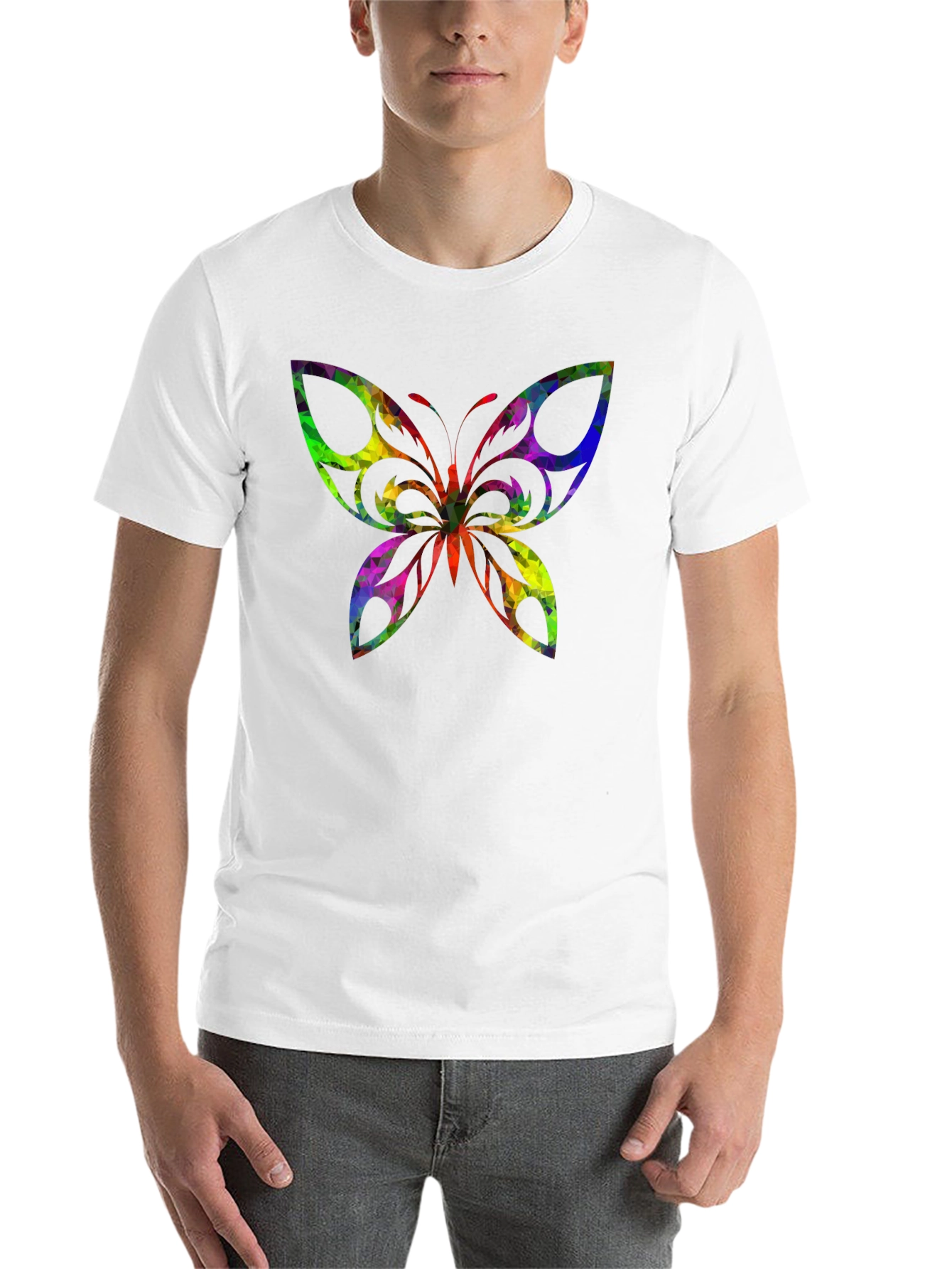 Black Geometric Butterfly Black T-Shirt view 14