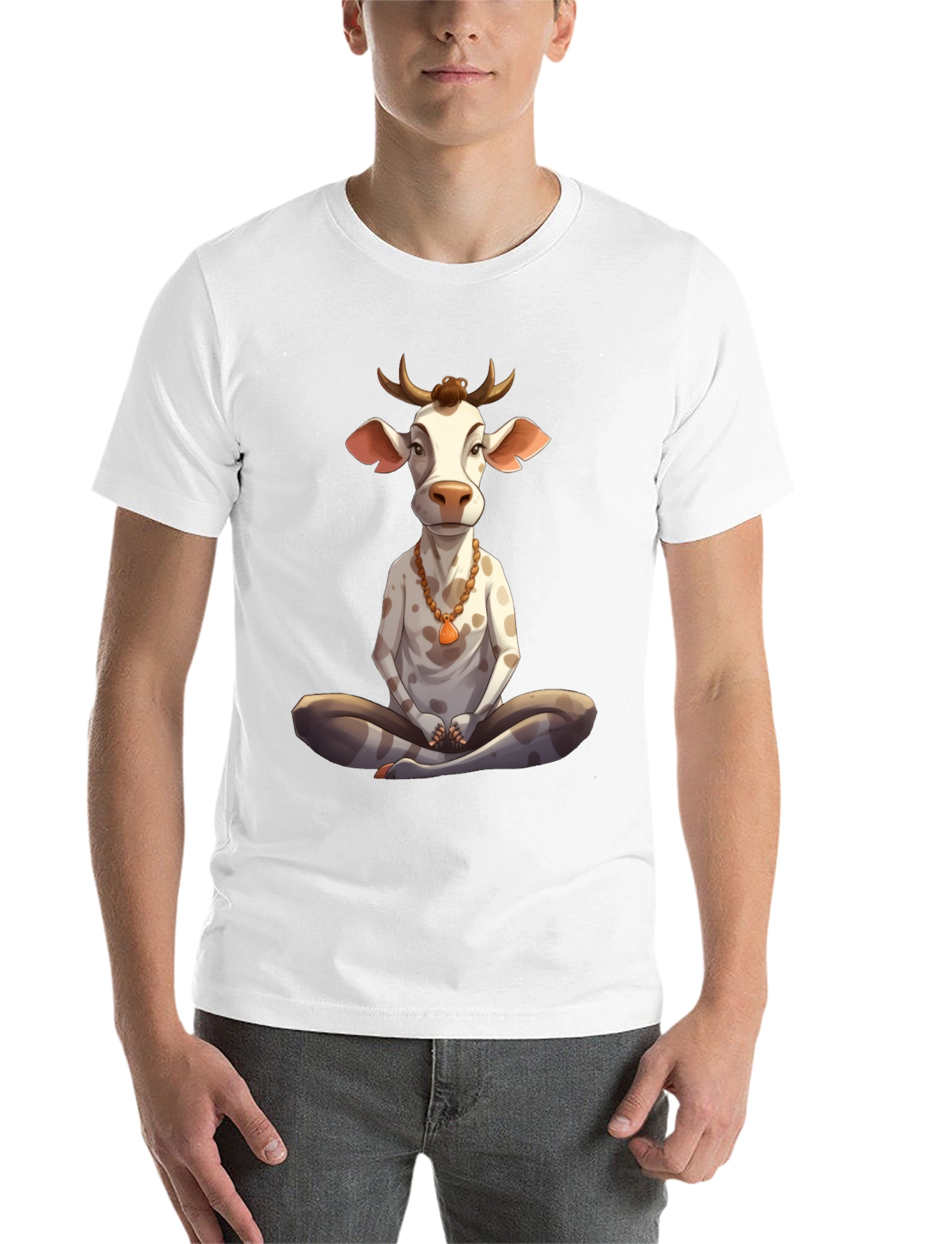 Yoga Cow Graphic Tee - Meditating Bull T-Shirt - 14