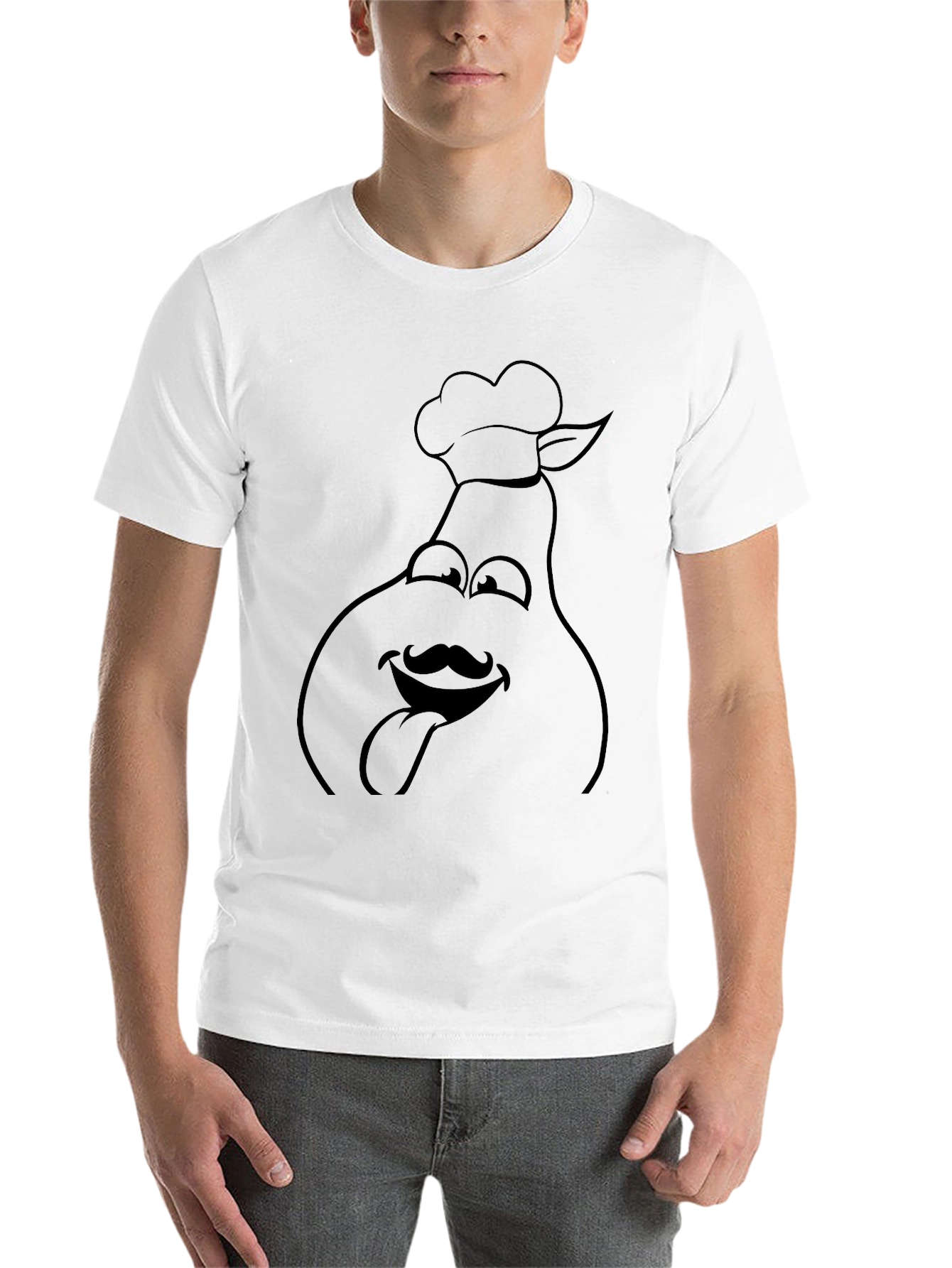 Black Funny Chef Pear Graphic Tee - Black Cotton T-Shirt view 14