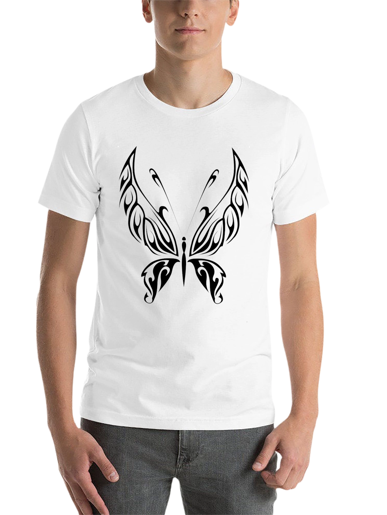 Black Butterfly Tattoo Graphic Black T-Shirt view 14