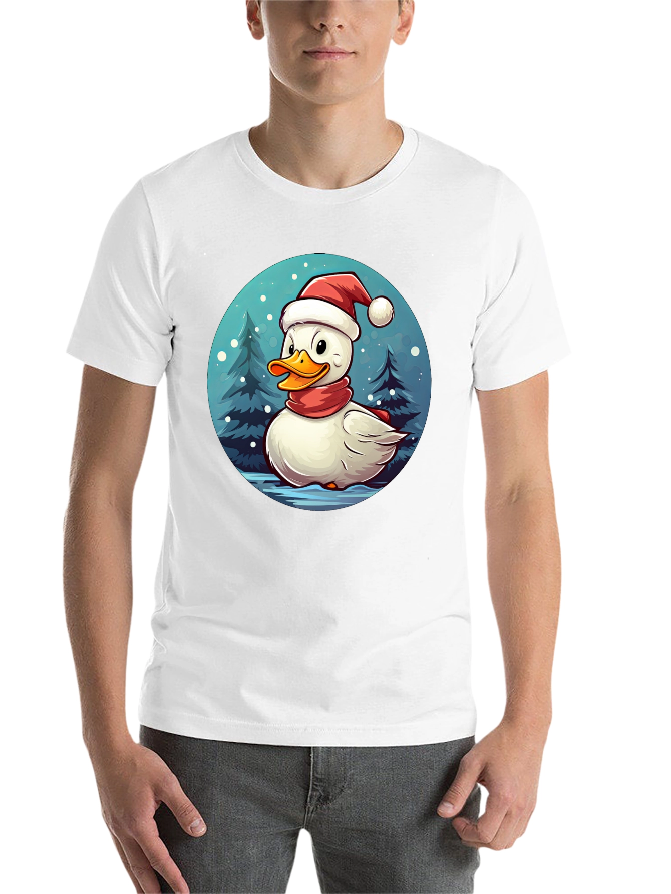 Black Festive Duck Holiday T-Shirt view 14