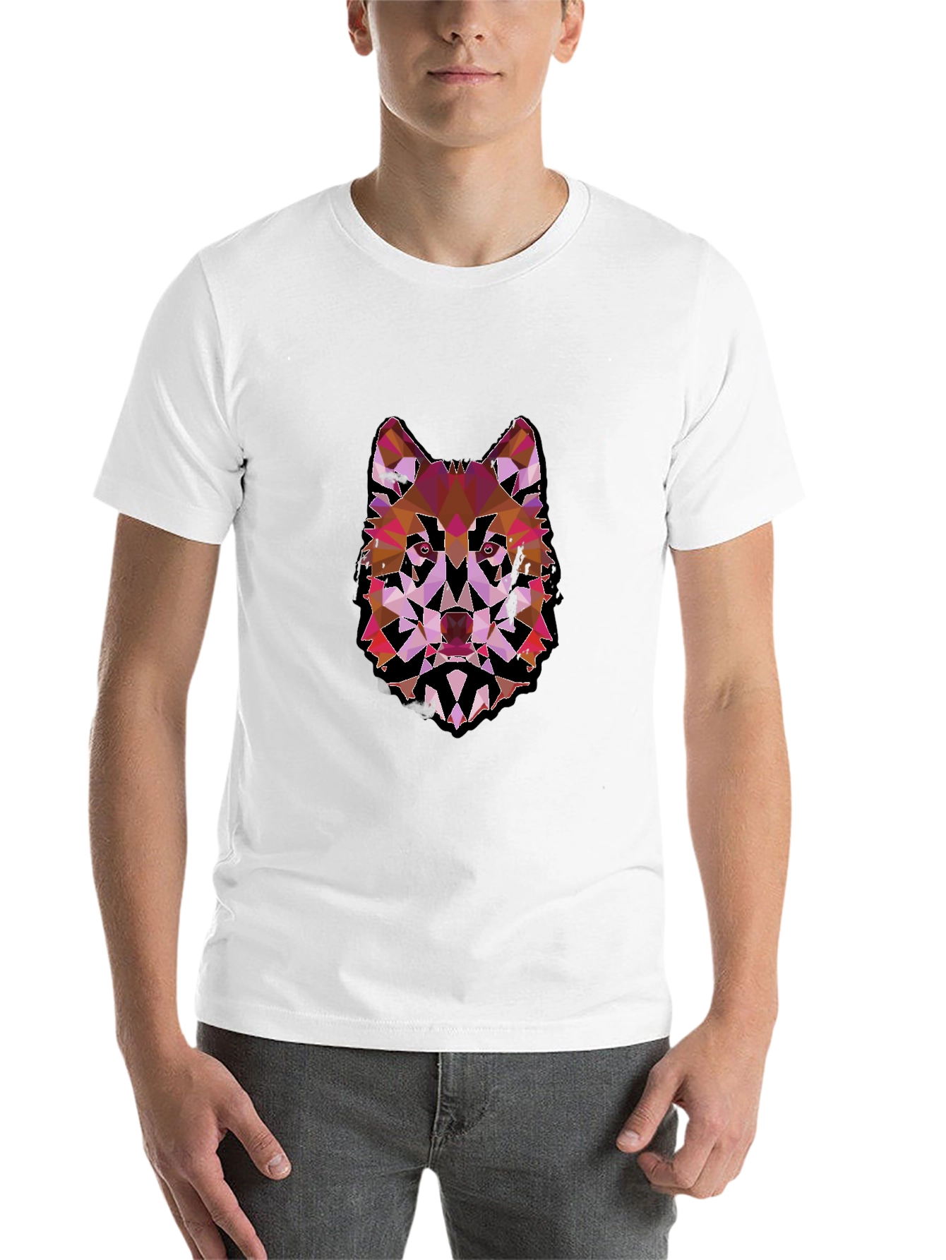 Black Geometric Wolf Graphic Black Tee view 14