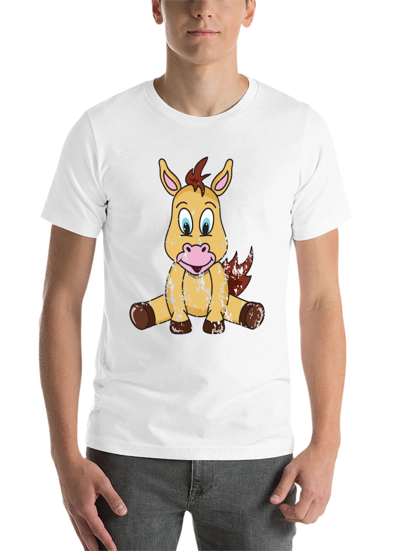 Black Cute Cartoon Horse T-Shirt view 14