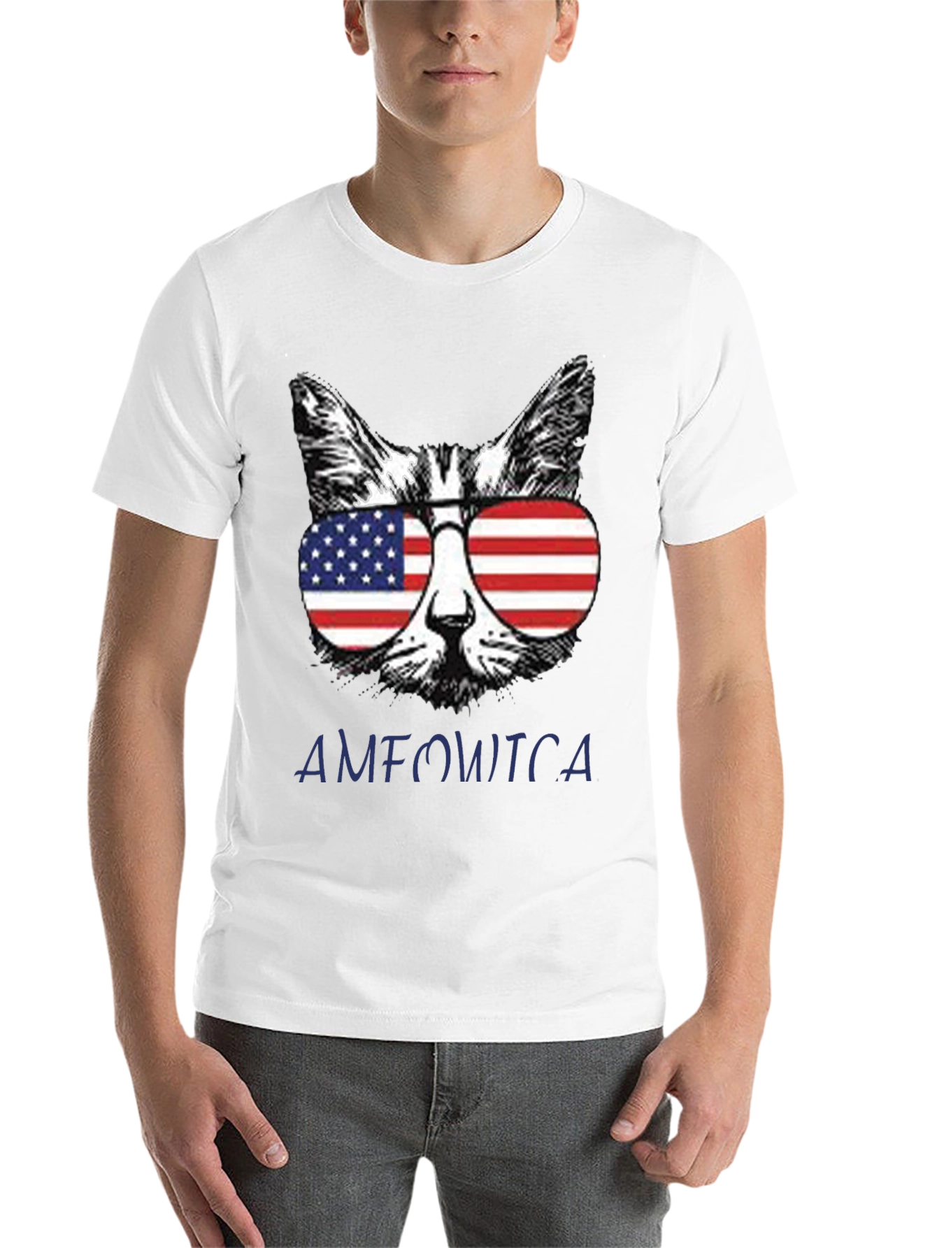 Black Patriotic Cat T-Shirt - "AMFOWTCA" Design view 14
