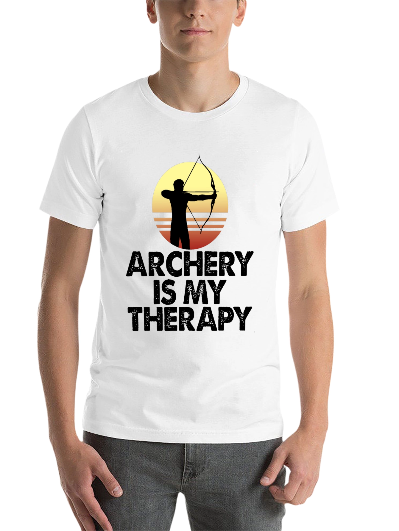 Black Archery Is My Therapy T-Shirt - Archer Silhouette Graphic Tee view 14