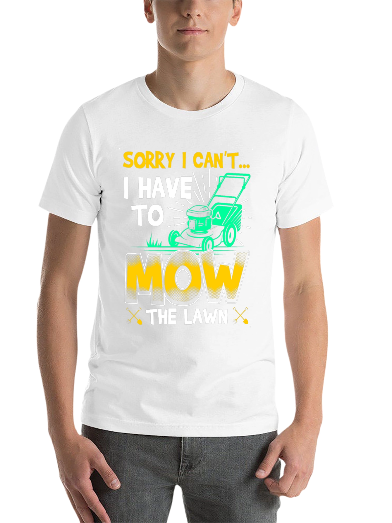 Black Funny "Mow the Lawn" Graphic T-Shirt view 14