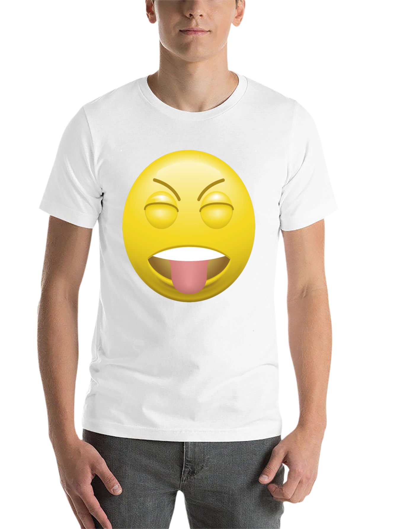 Black Funny Emoji Tongue Out Black T-Shirt view 14