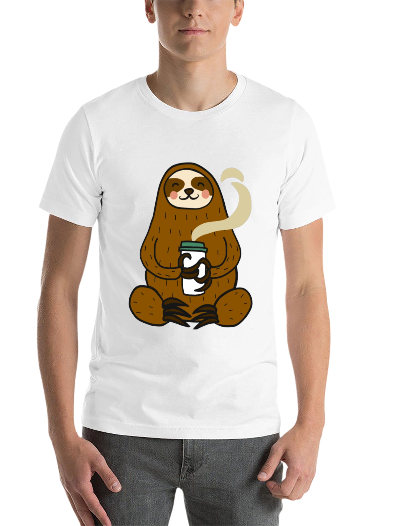 Black Sloth Coffee Lover Graphic Tee - Relaxed Fit Black T-Shirt view 14