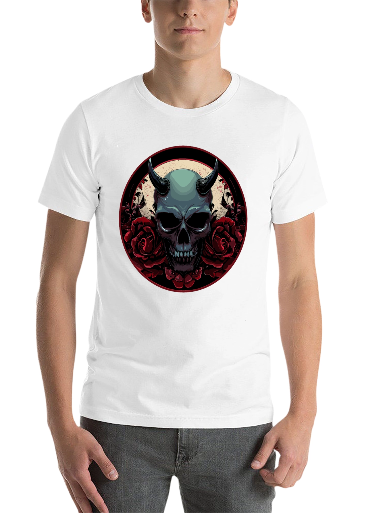 Black Skull & Roses Graphic Tee - Dark Aesthetic view 14