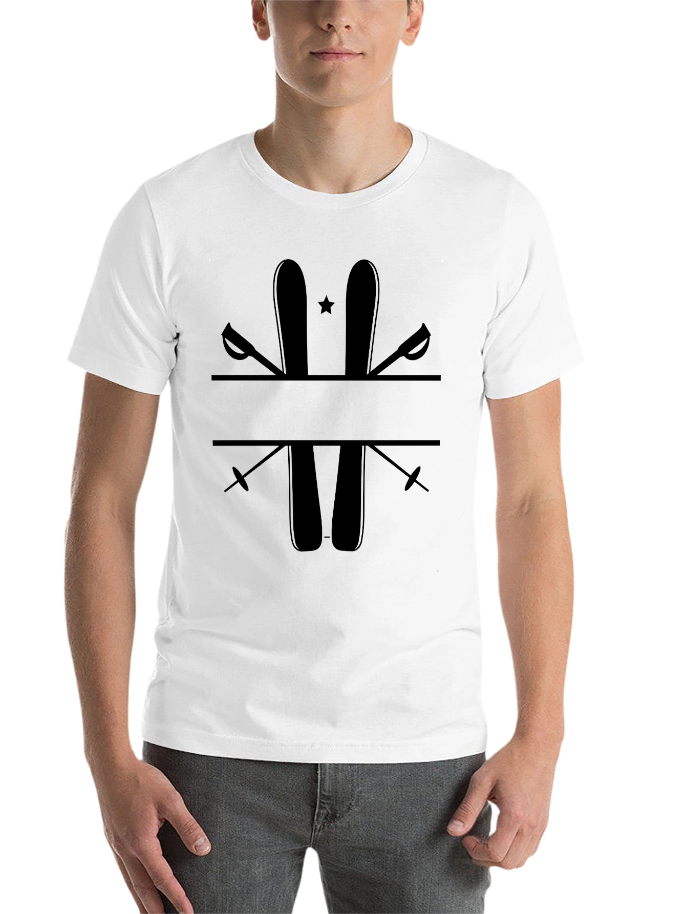 Black Ski & Poles Graphic Tee - Winter Sport Shirt view 14