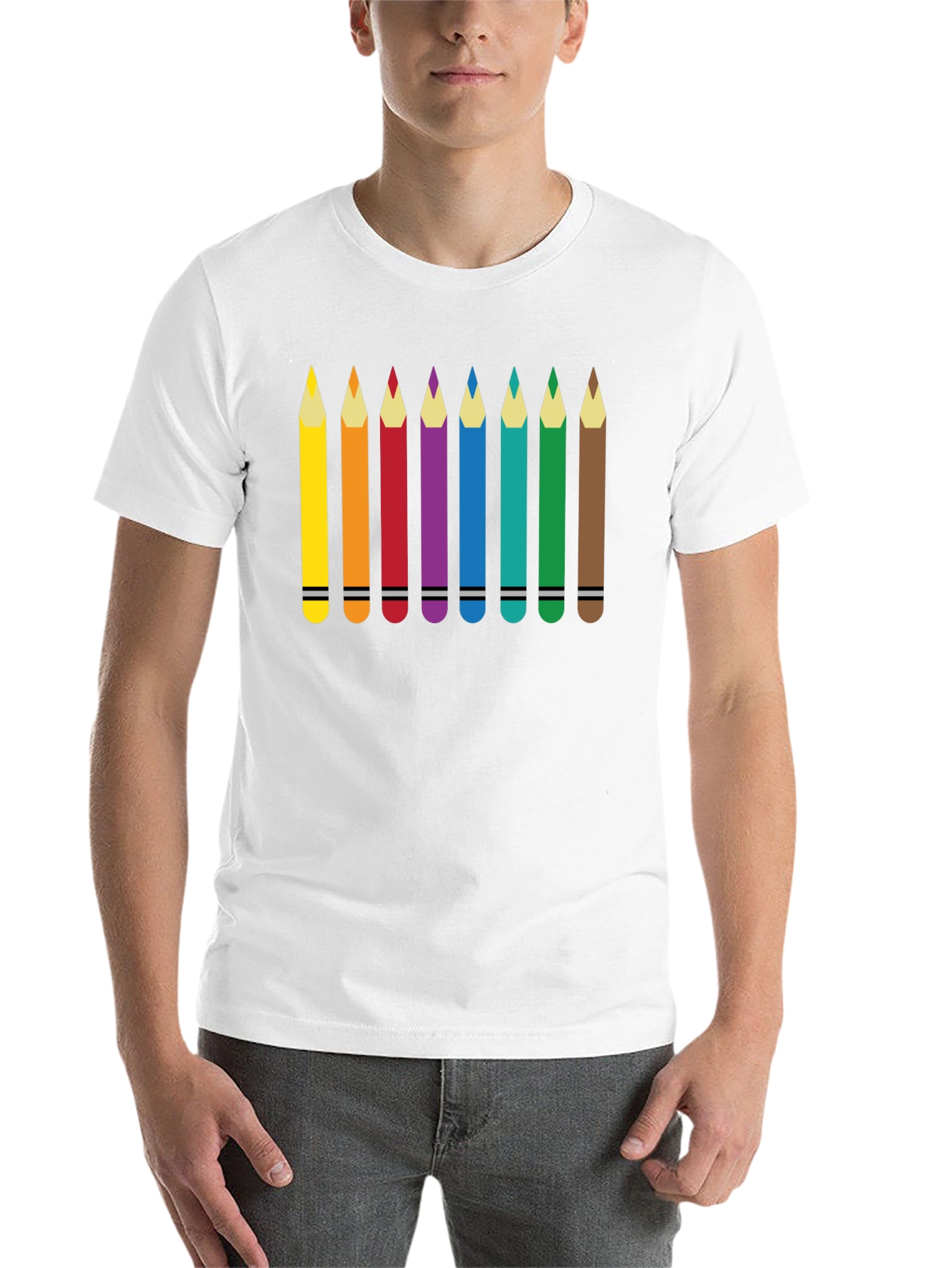 Black Colorful Pencils Graphic Print T-Shirt view 14