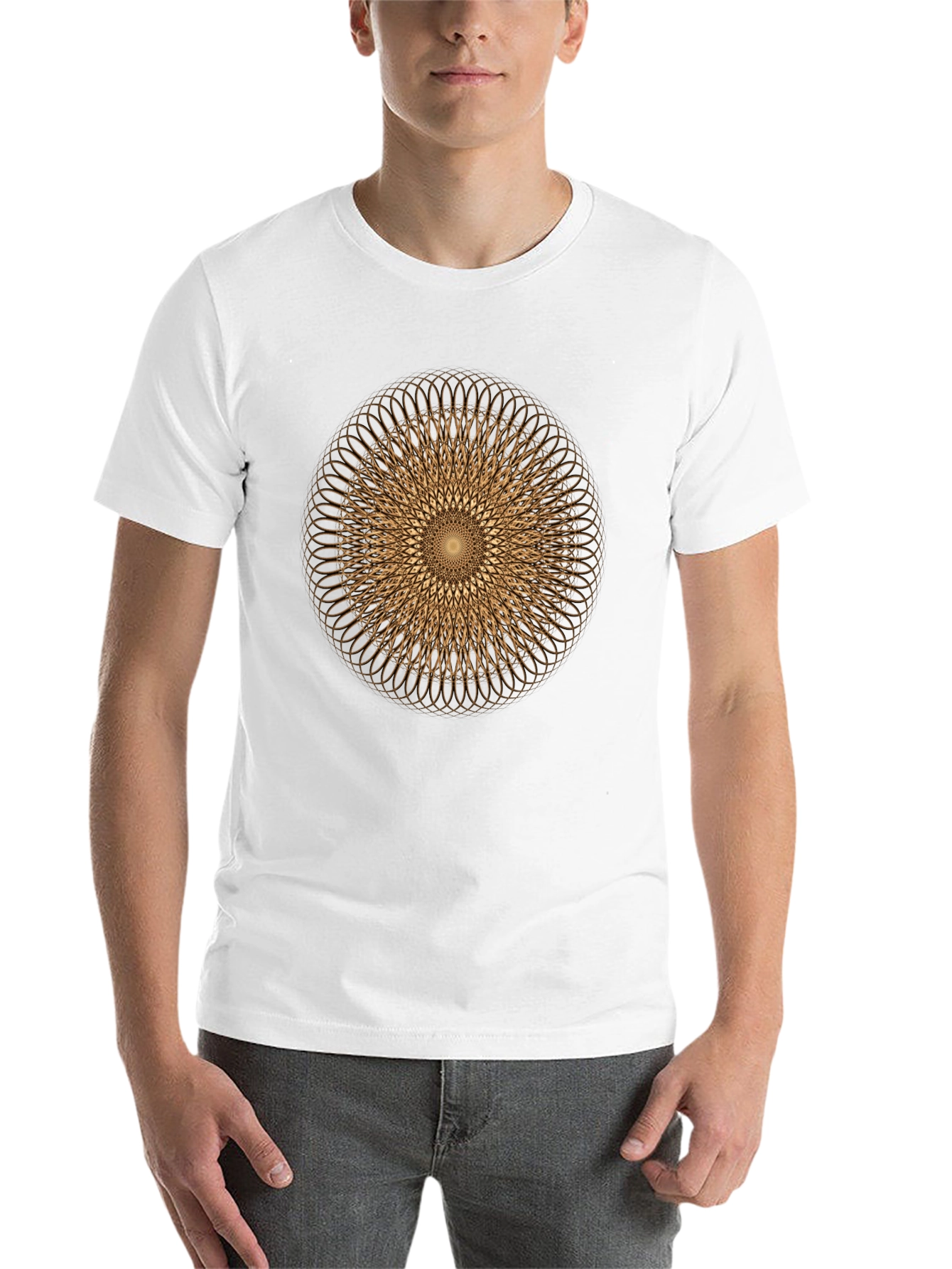 Black Geometric Circle Design Tee - Modern Graphic Print Shirt view 14