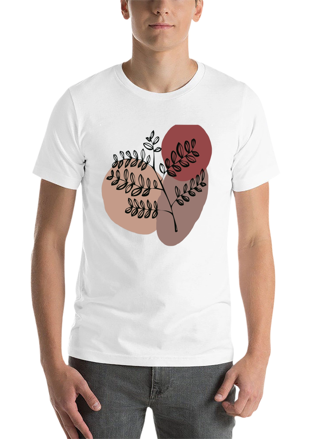 Black Abstract Botanical Print Black T-Shirt view 14