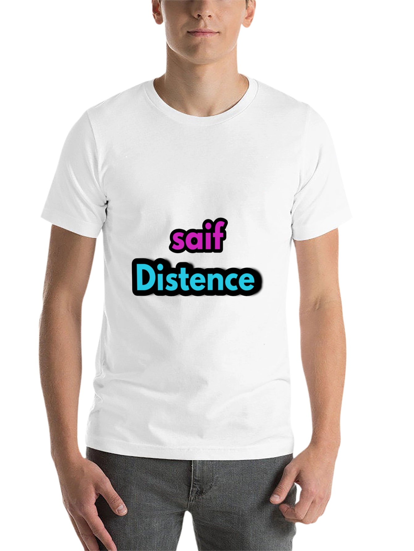 Black Personalized "saif Distence" Black T-Shirt view 14