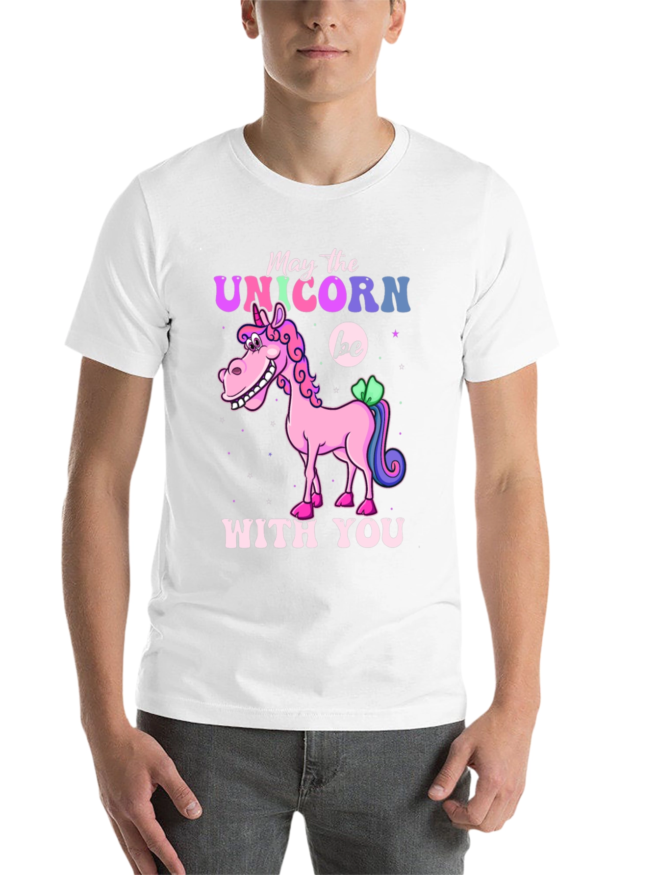 Black May the Unicorn Be With You T-Shirt view 14