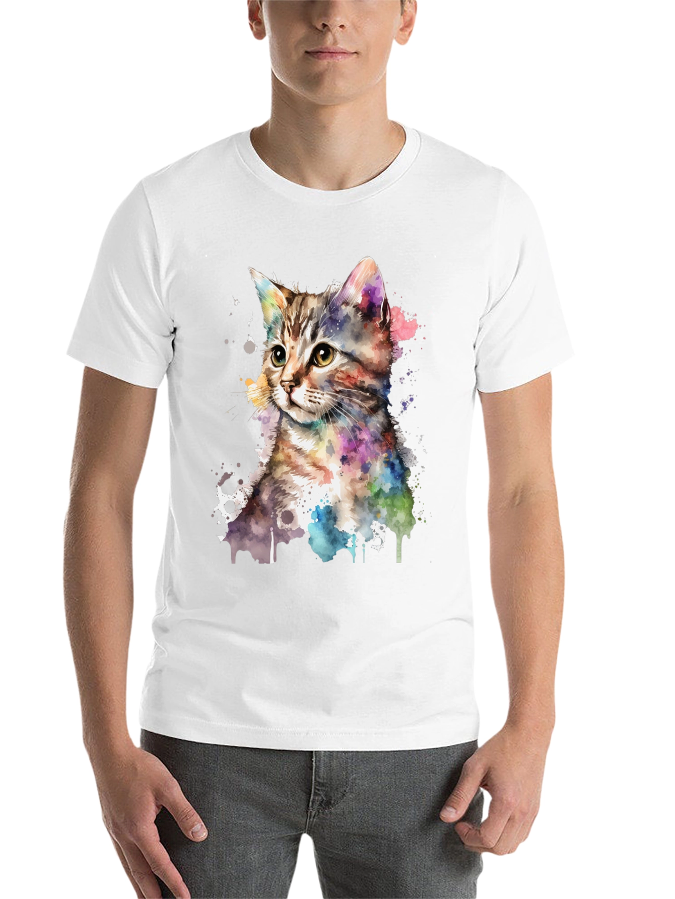 Black Watercolor Cat Graphic Tee view 14