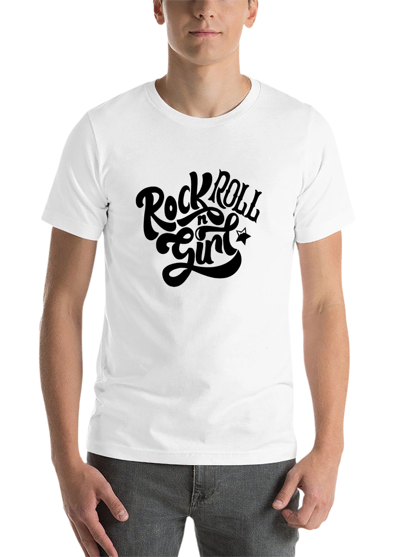 Black Rock n Roll Girl Graphic Tee - Unisex Black T-Shirt view 14