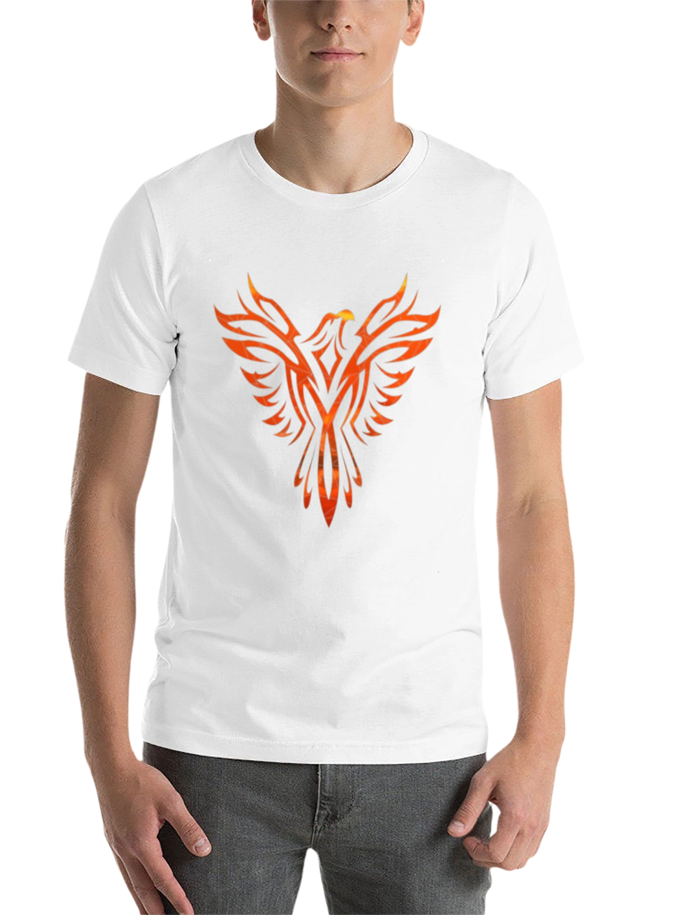 Black Fiery Phoenix Graphic Tee - Black Cotton Blend view 14