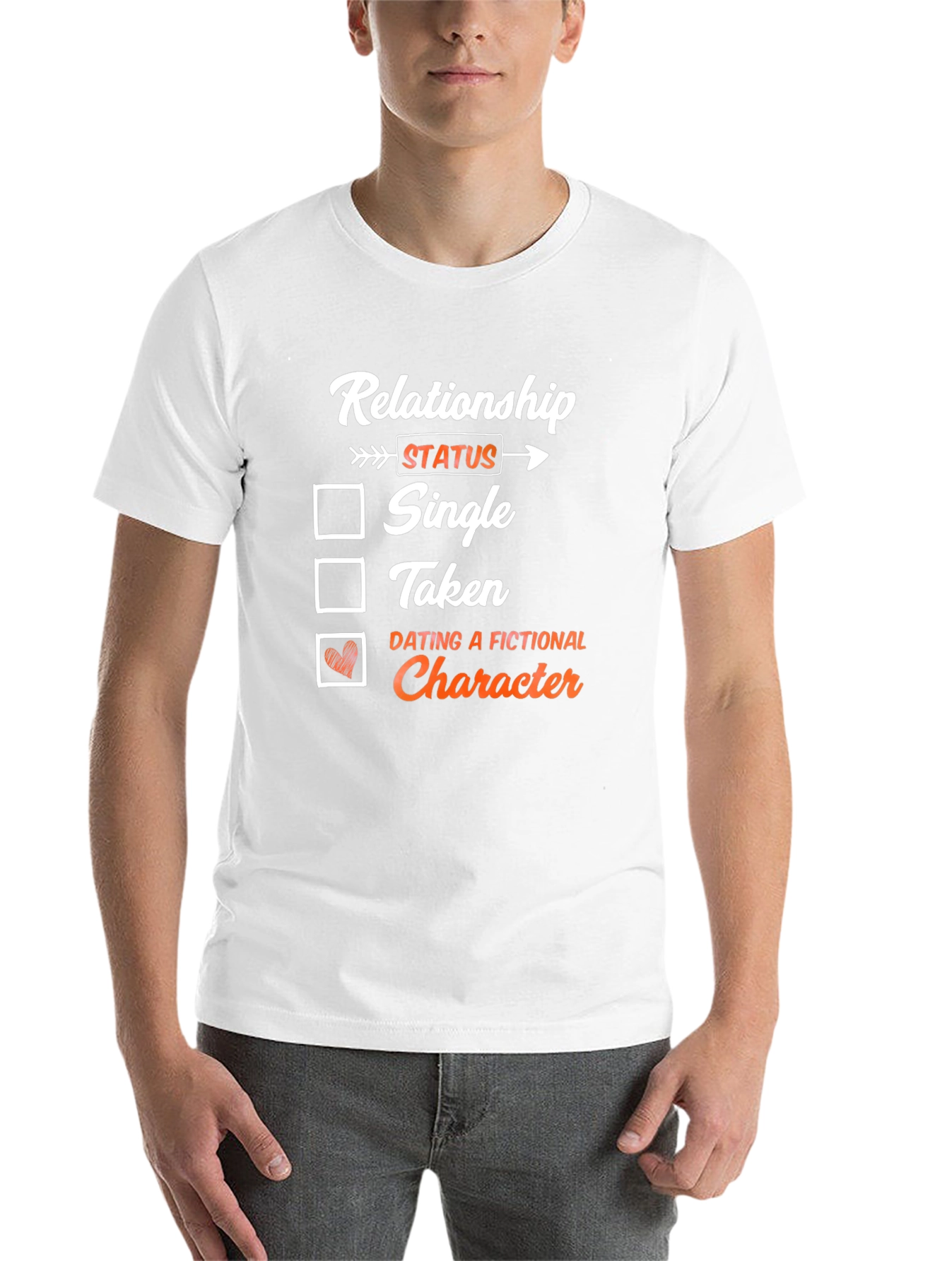 Black Relationship Status T-Shirt: Dating a Fictional Character view 14