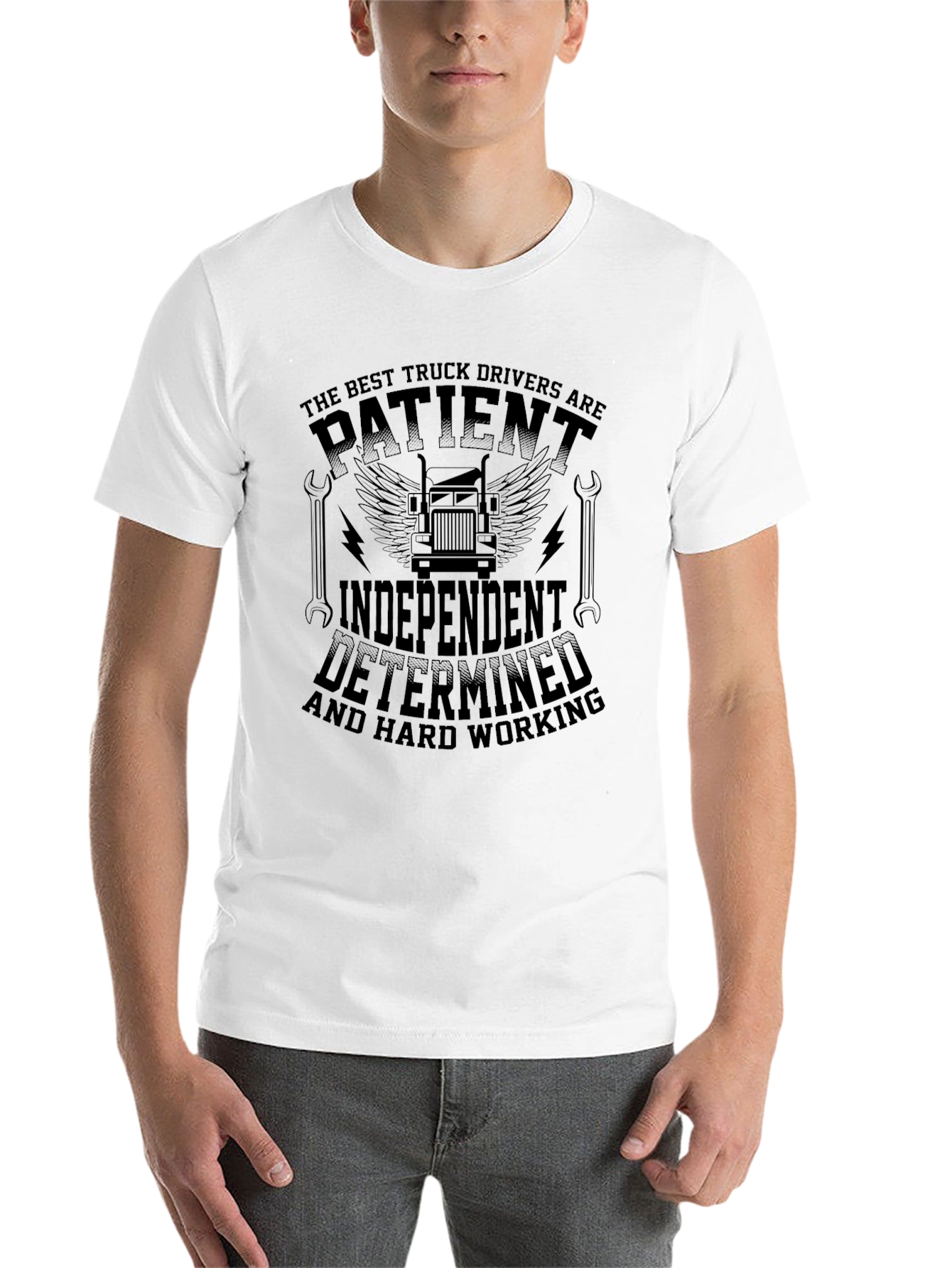 Black Truck Driver T-Shirt - Patient Independent Determined view 14
