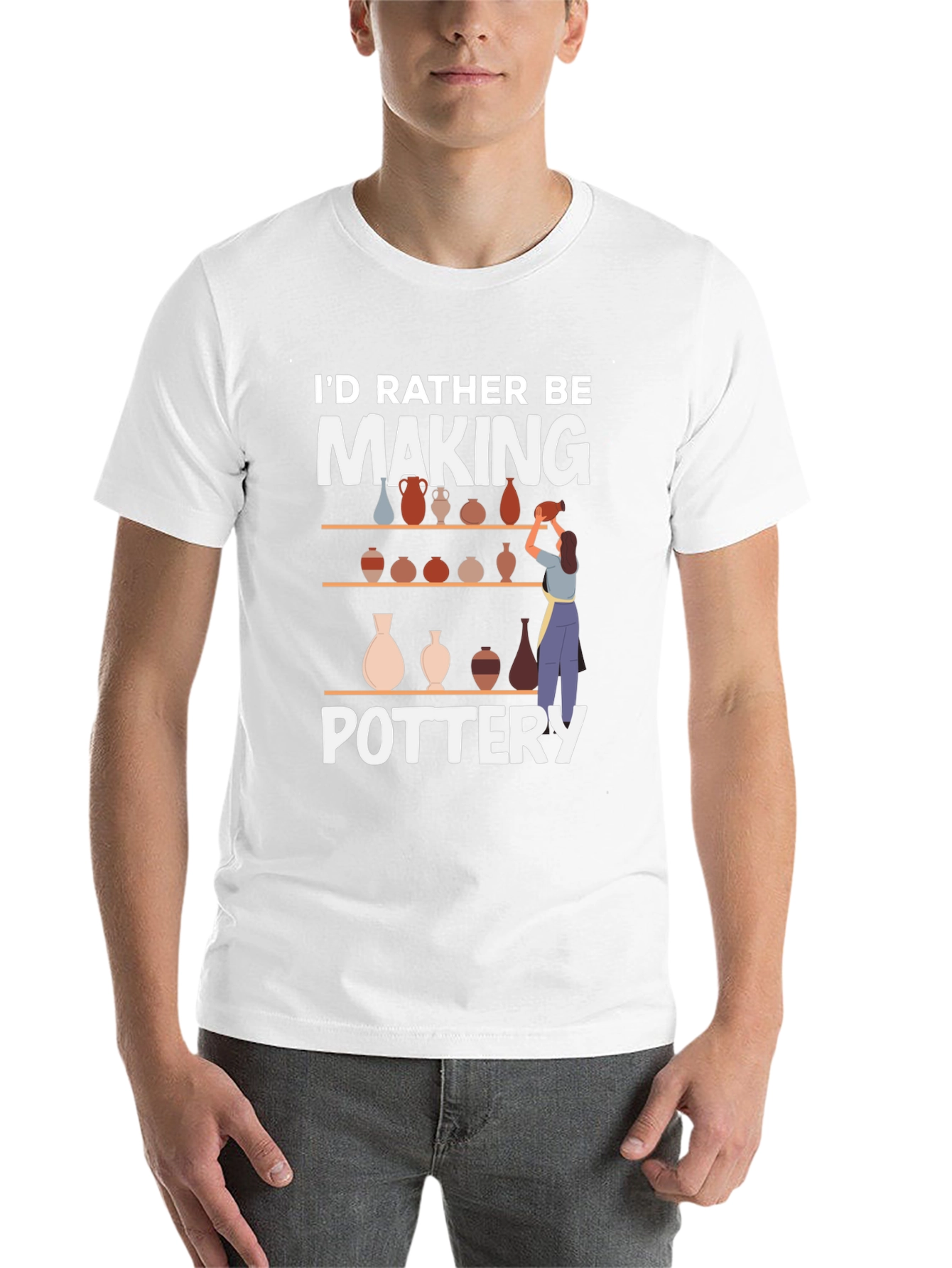 Black Pottery Lover T-Shirt - I'd Rather Be Making Pottery view 14