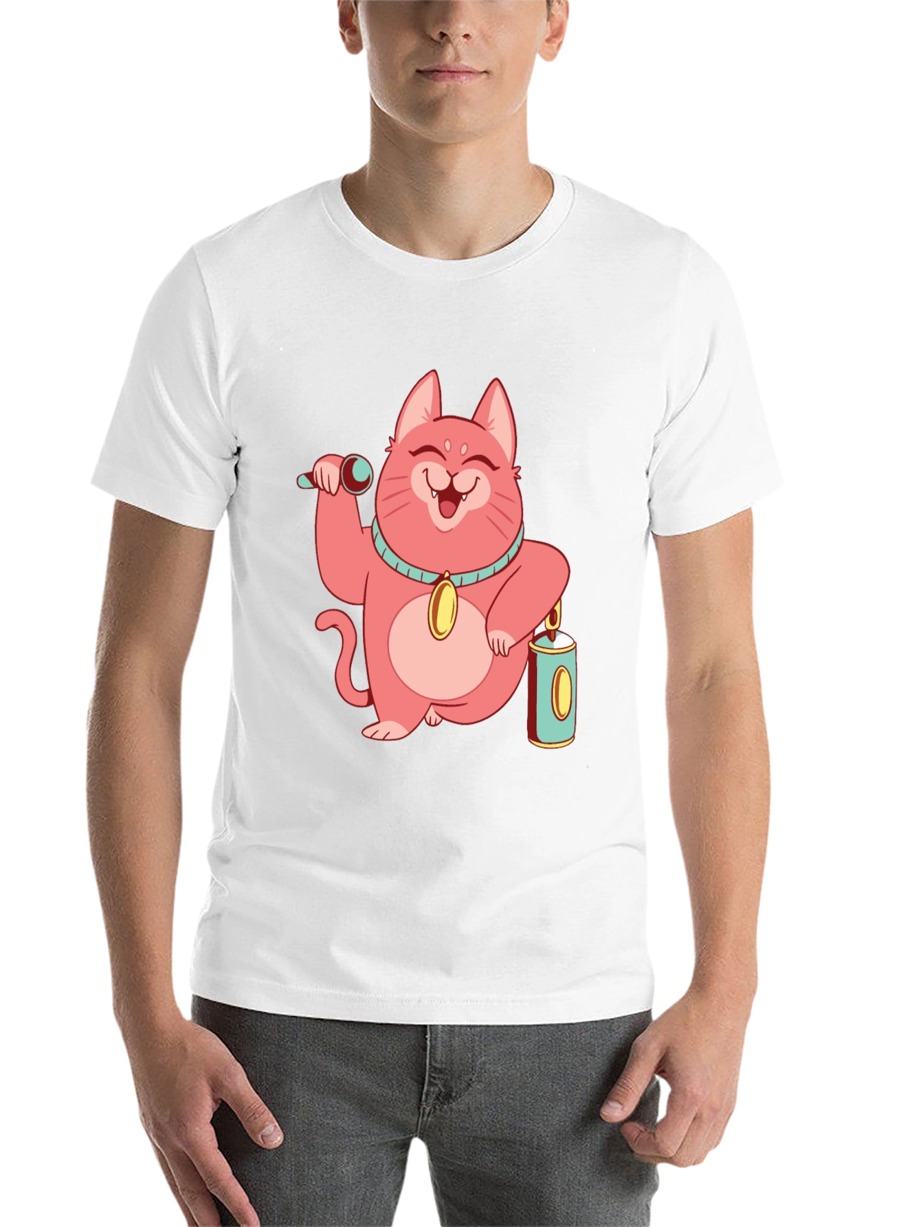 Black Pink Lucky Cat T-Shirt view 14