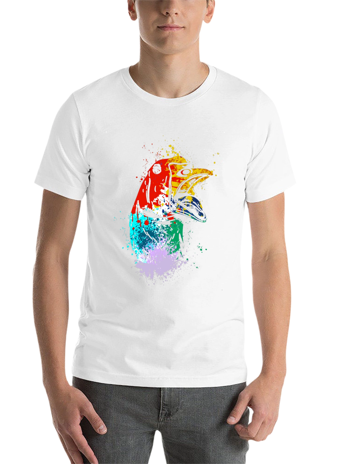 Black Abstract Bird Graphic Tee - Men's Black T-Shirt view 14