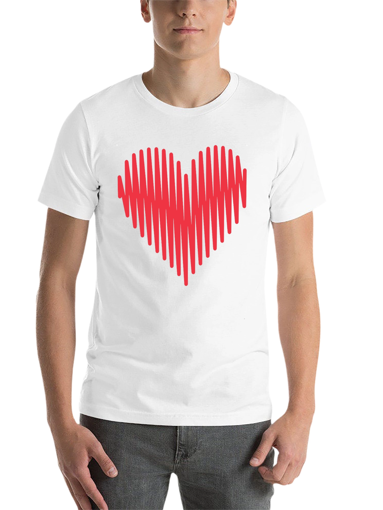 Black Heartbeat Heart Graphic Tee - Mens Crew Neck view 14