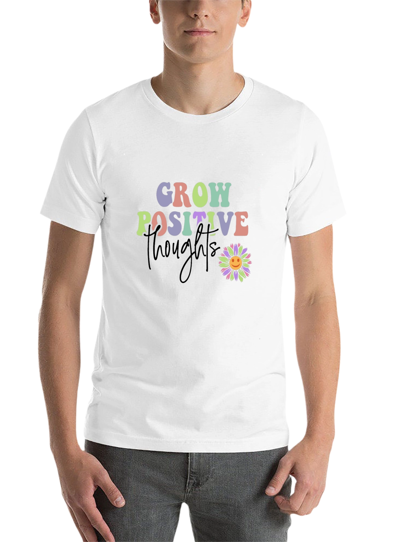 Black Grow Positive Thoughts T-Shirt - Black Tee view 14