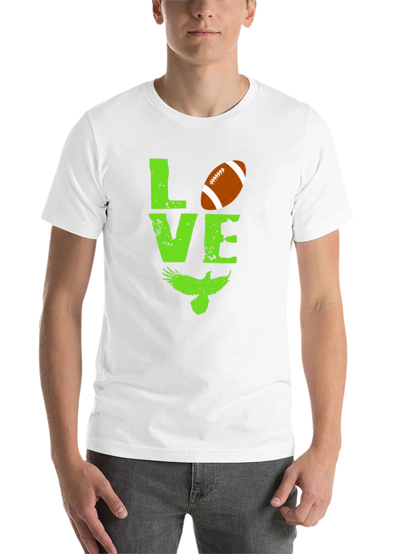 Black Love Football and Eagles Graphic T-Shirt view 14