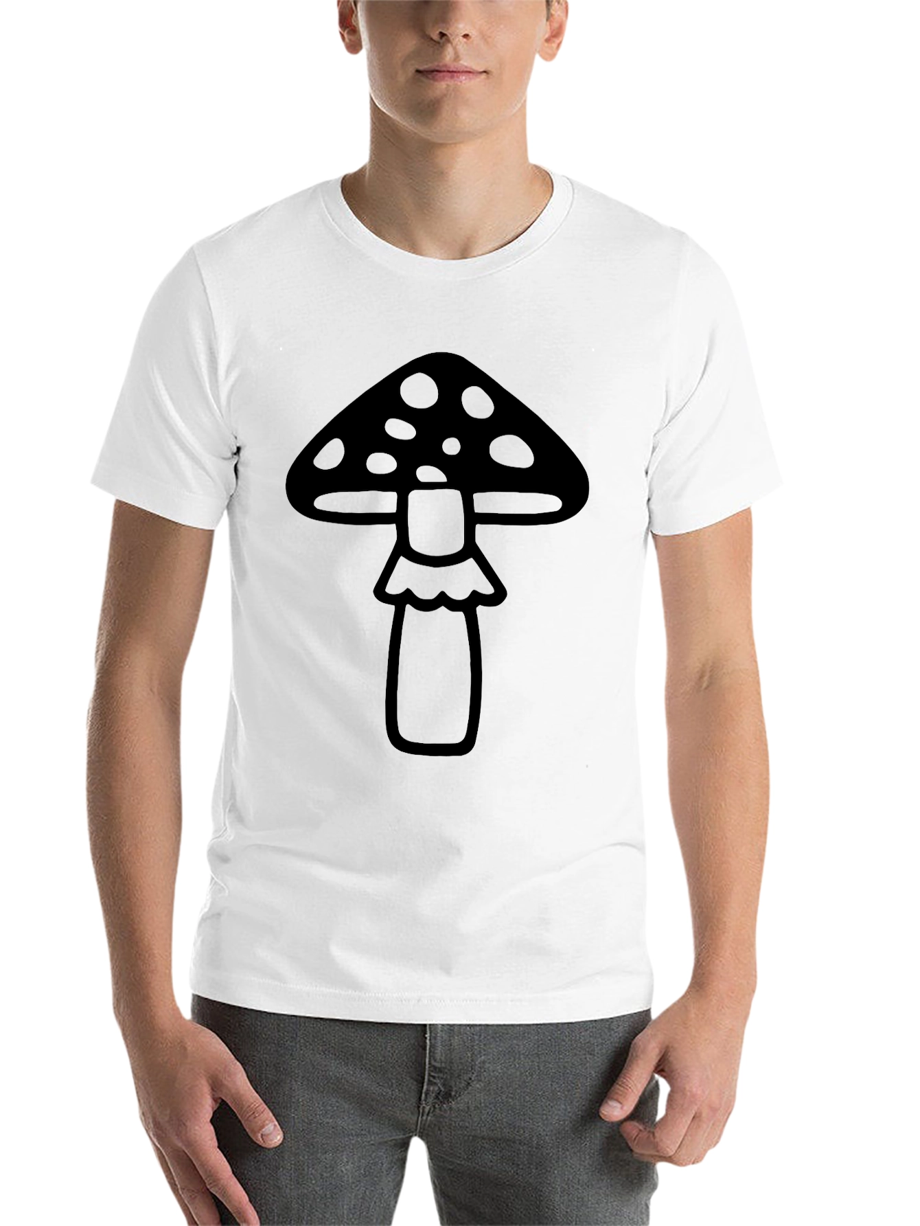 Black Mushroom Graphic Tee - Black Cotton Blend Shirt view 14