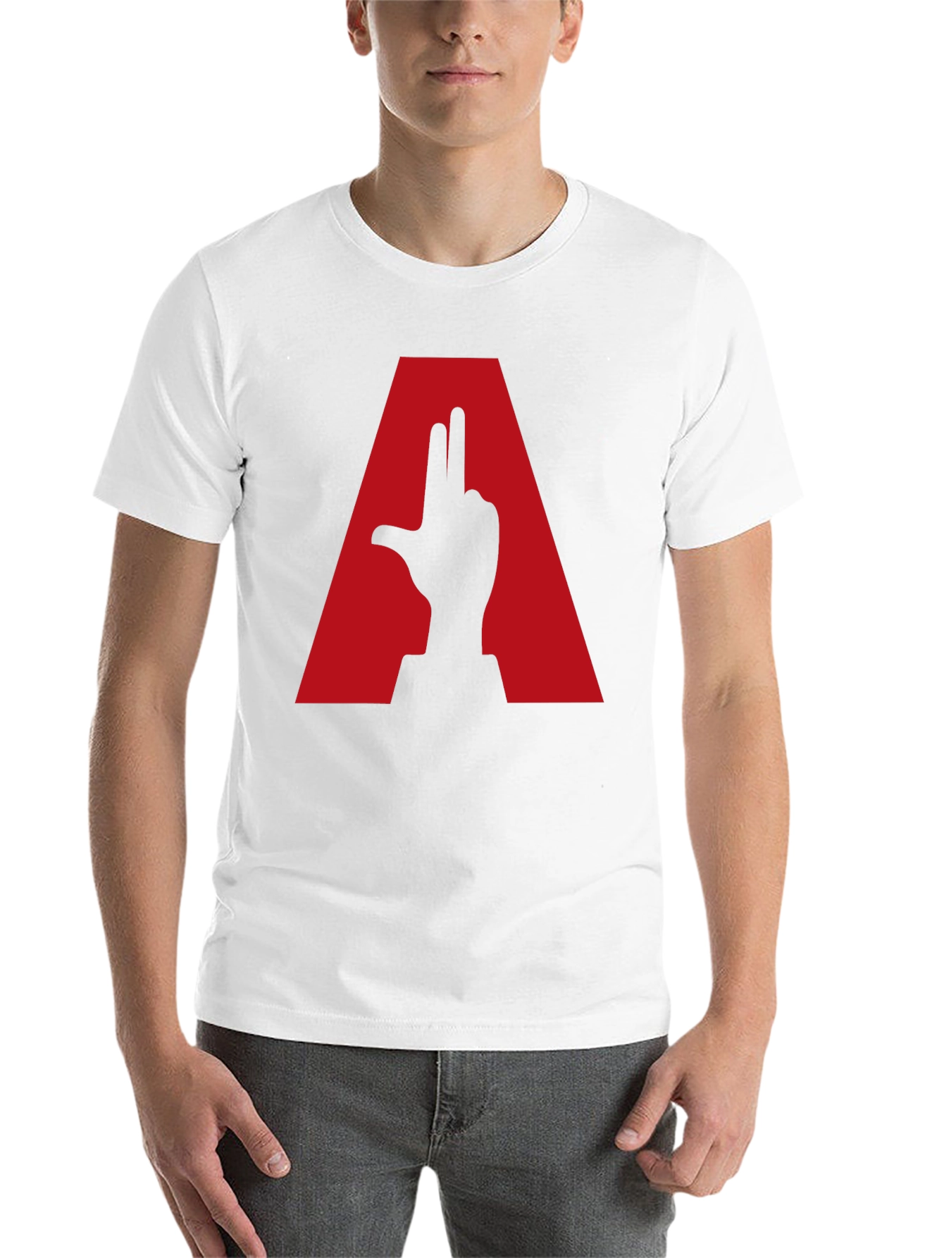 Black Novelty Graphic Tee - Letter A & Hand Design view 14