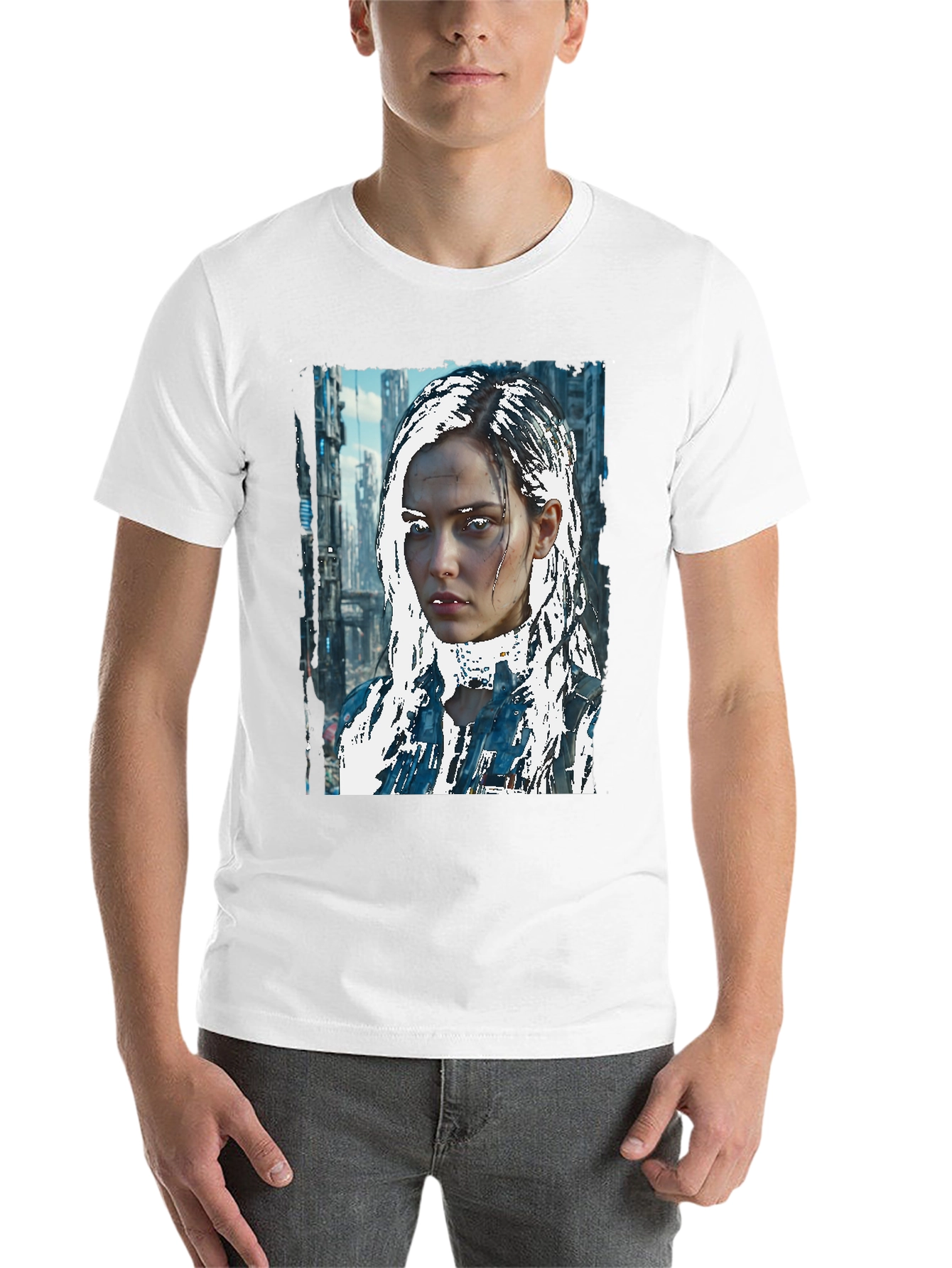 Black Cyberpunk Girl Graphic Tee - Sci-Fi Style view 14