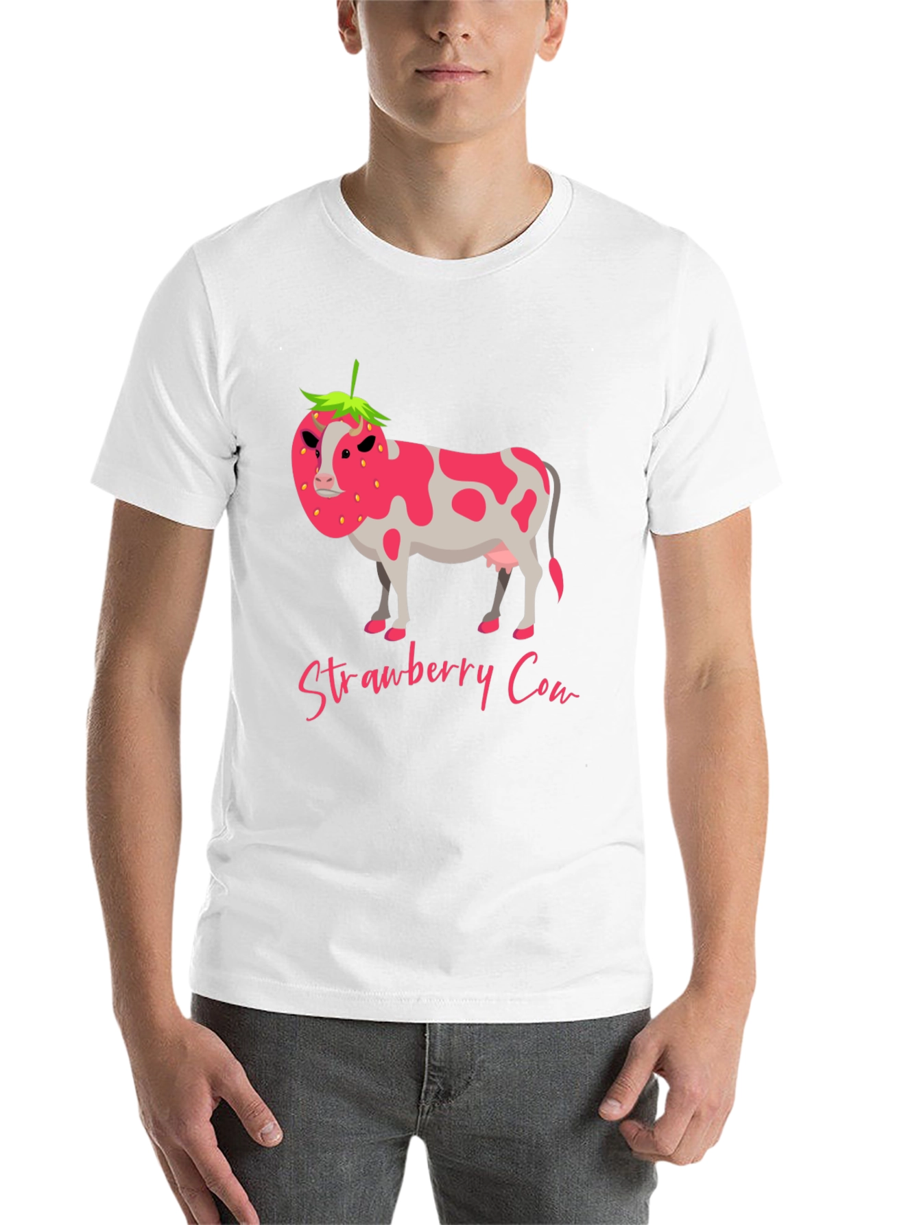 Black Strawberry Cow Graphic Tee - Novelty Print T-Shirt view 14