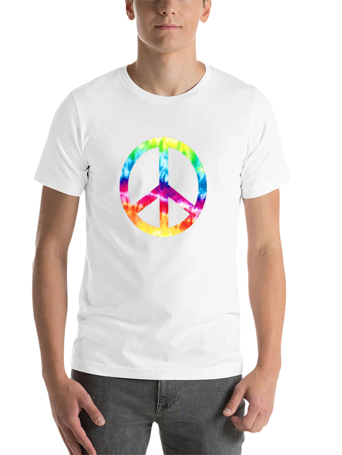 Black Tie-Dye Peace Sign Graphic Tee - Black Cotton Comfort view 14