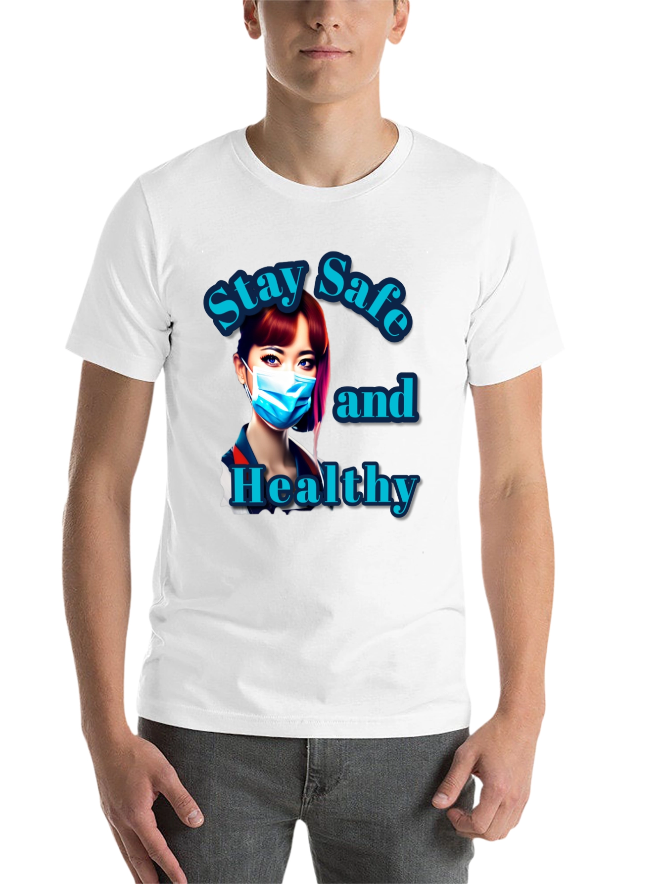 Black Stay Safe and Healthy Graphic Tee view 14