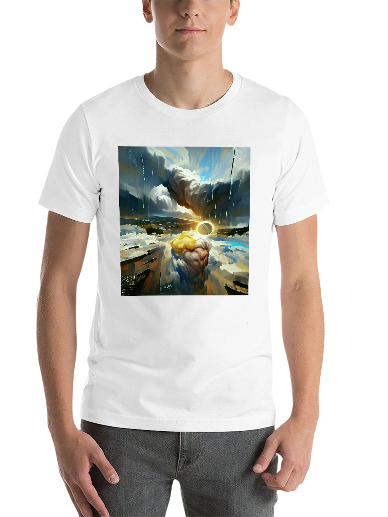 Black Surreal Art T-Shirt - Dreamscape Design view 14